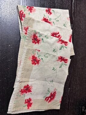 Pottery Barn Poppy Flower Set Of 4 Cotton Napkins 18.5x19.5